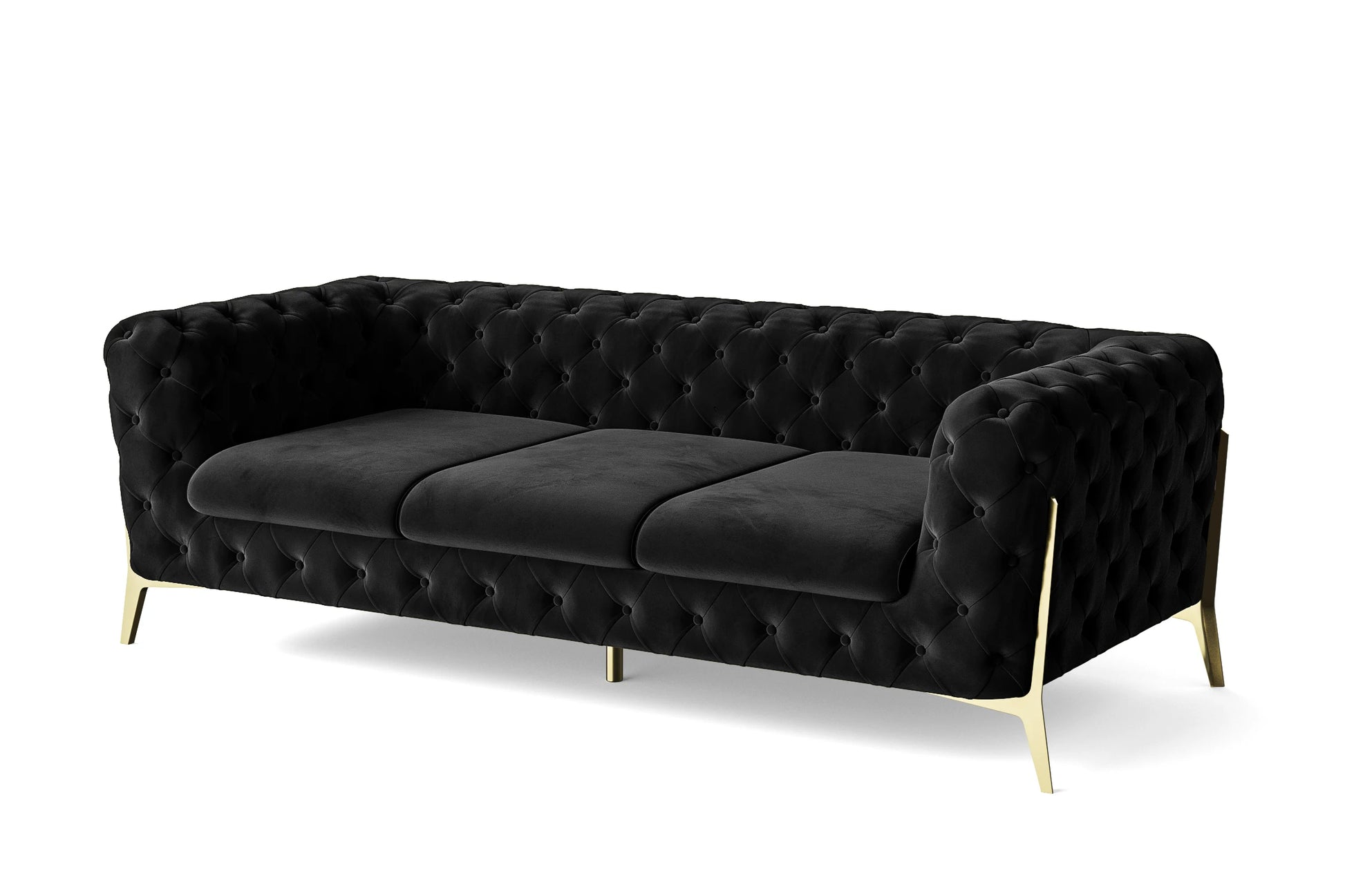 Vito 3 Seater Sofa Black Velvet