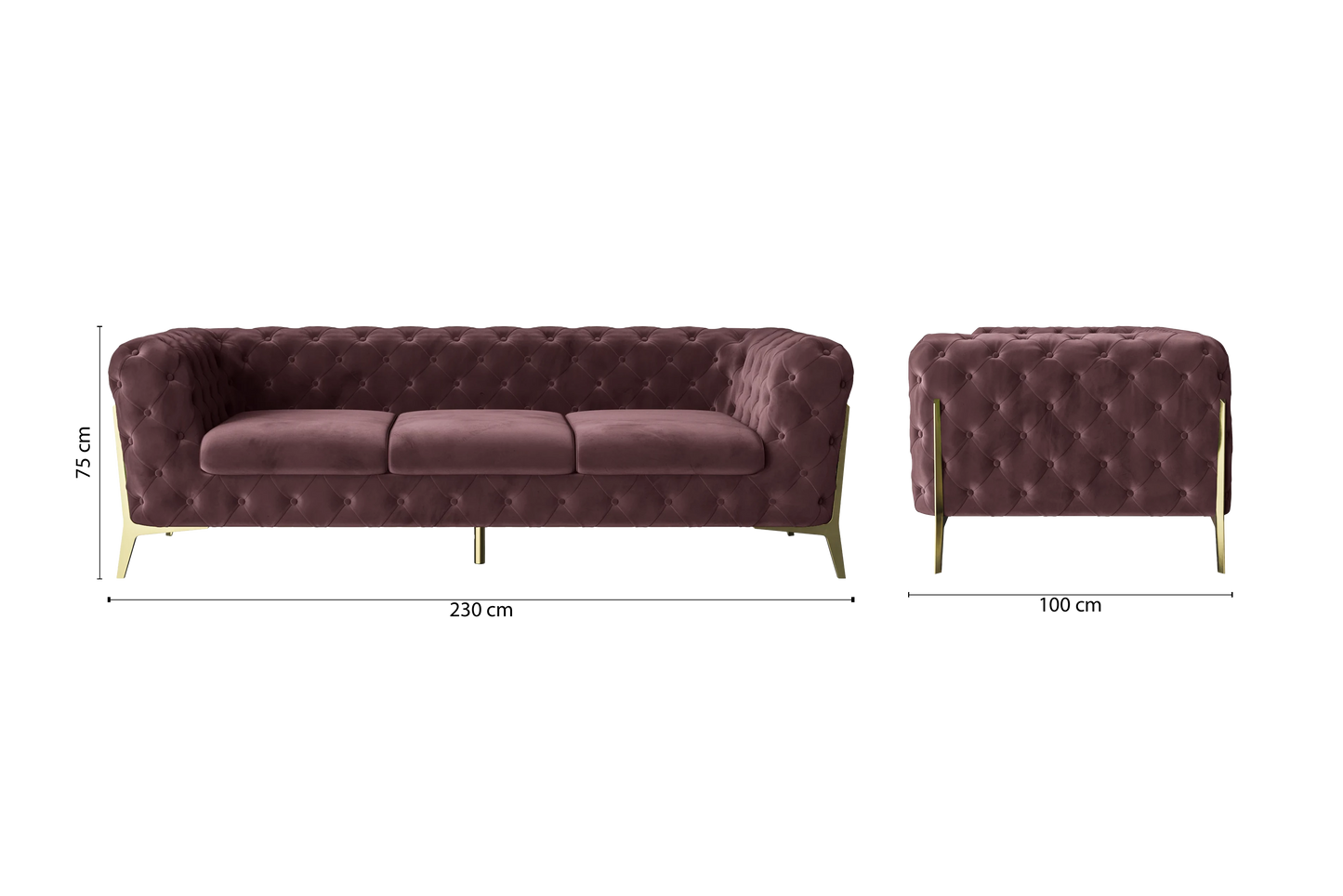 Vito 3 Seater Sofa Grape Velvet