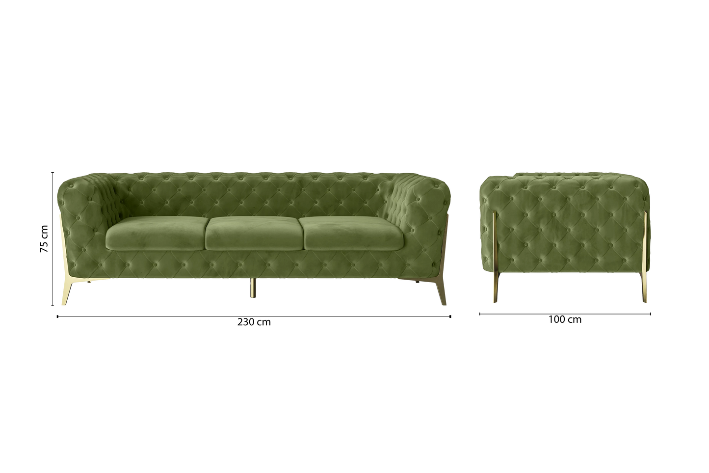 Vito 3 Seater Sofa Lime Velvet