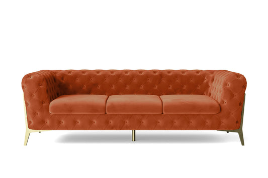 Vito 3 Seater Sofa Orange Velvet