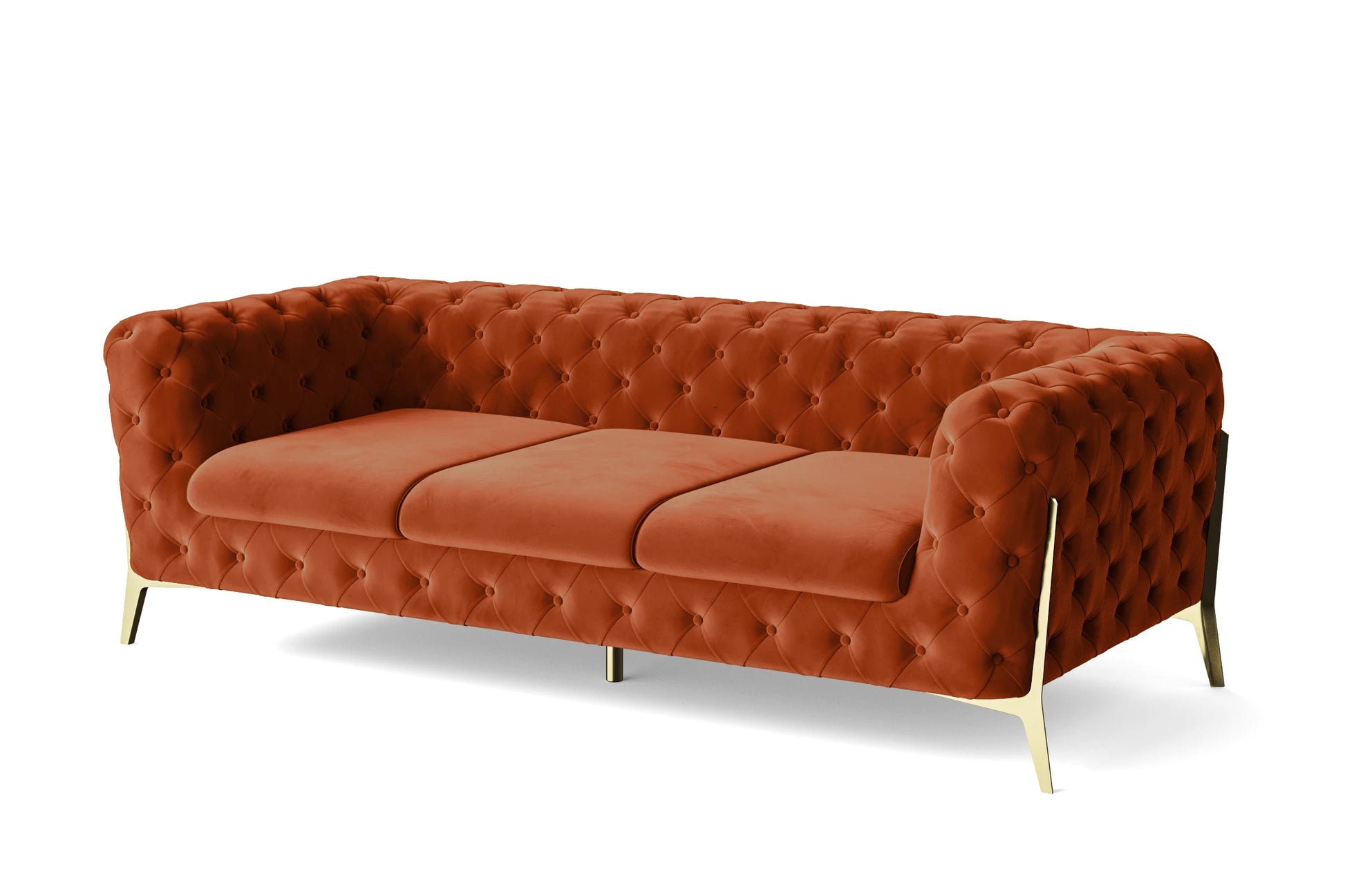 Vito 3 Seater Sofa Orange Velvet