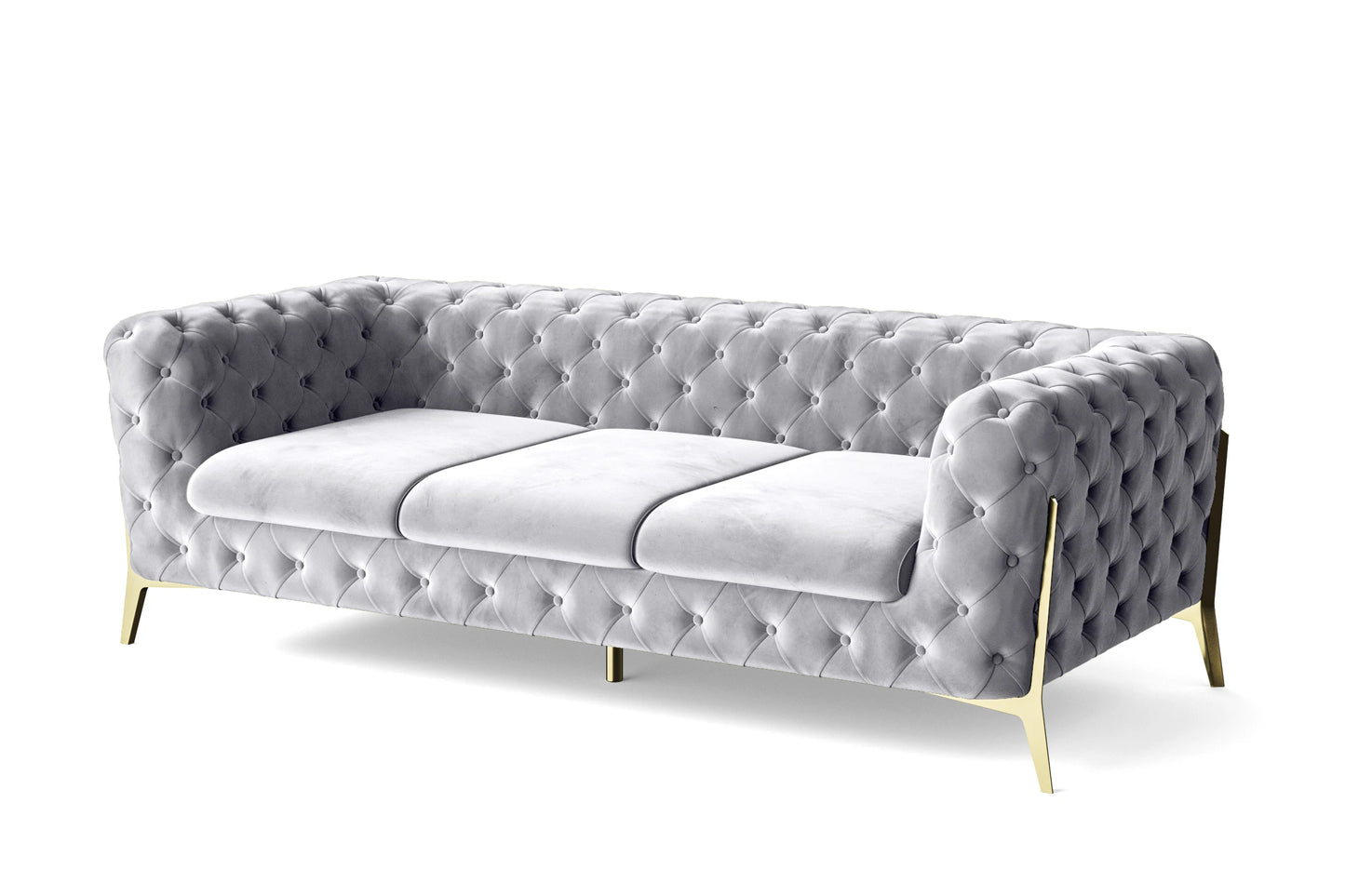 Vito 3 Seater Sofa Silver Velvet