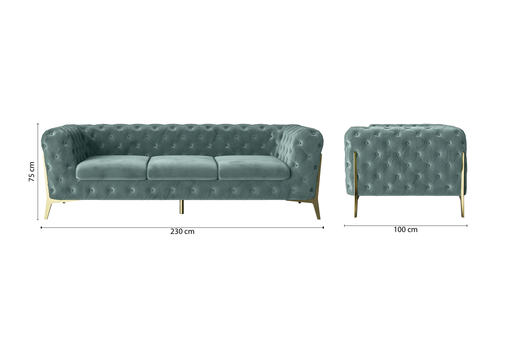 Vito 3 Seater Sofa Teal Velvet