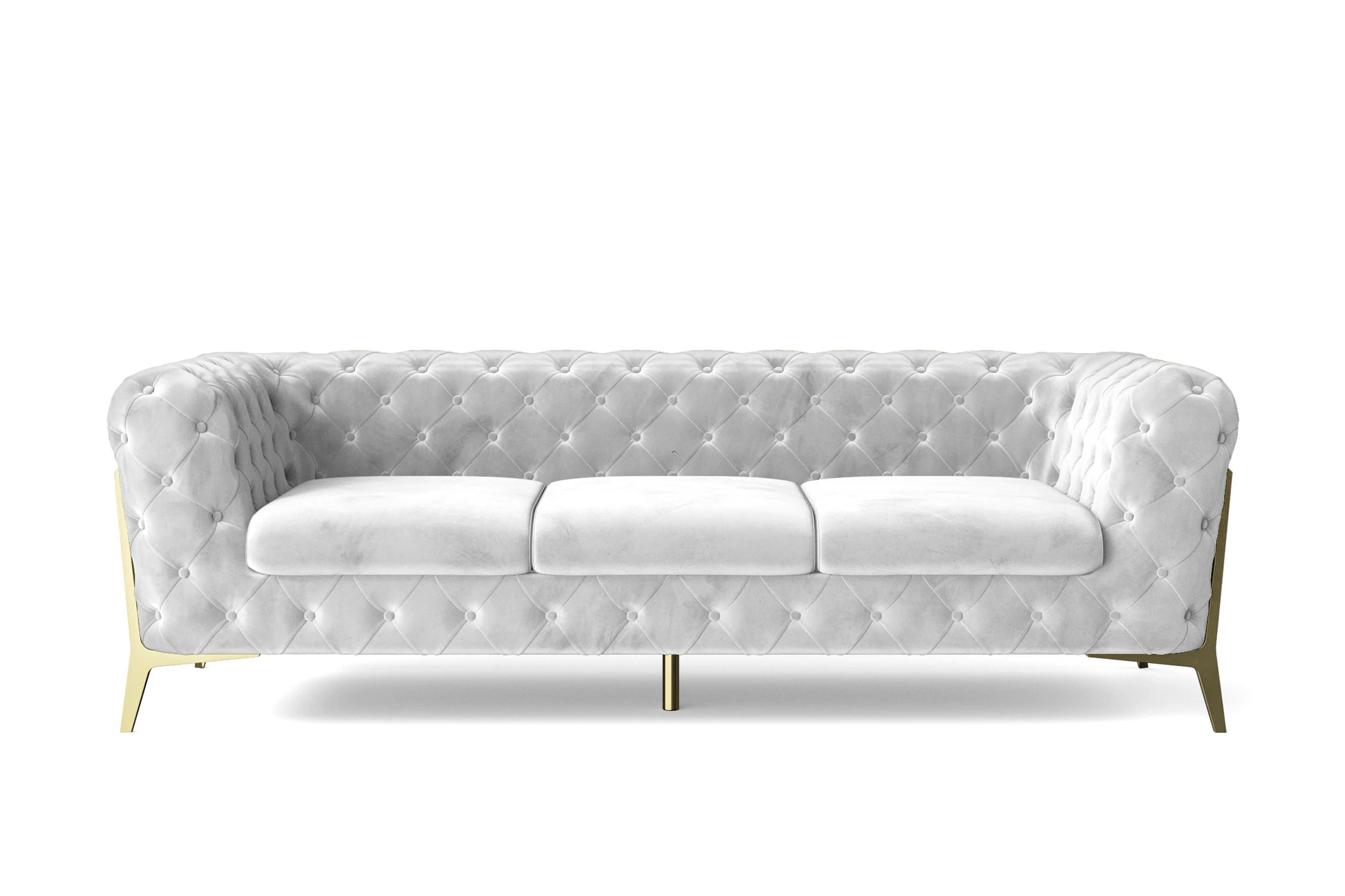 Vito 3 Seater Sofa White Velvet