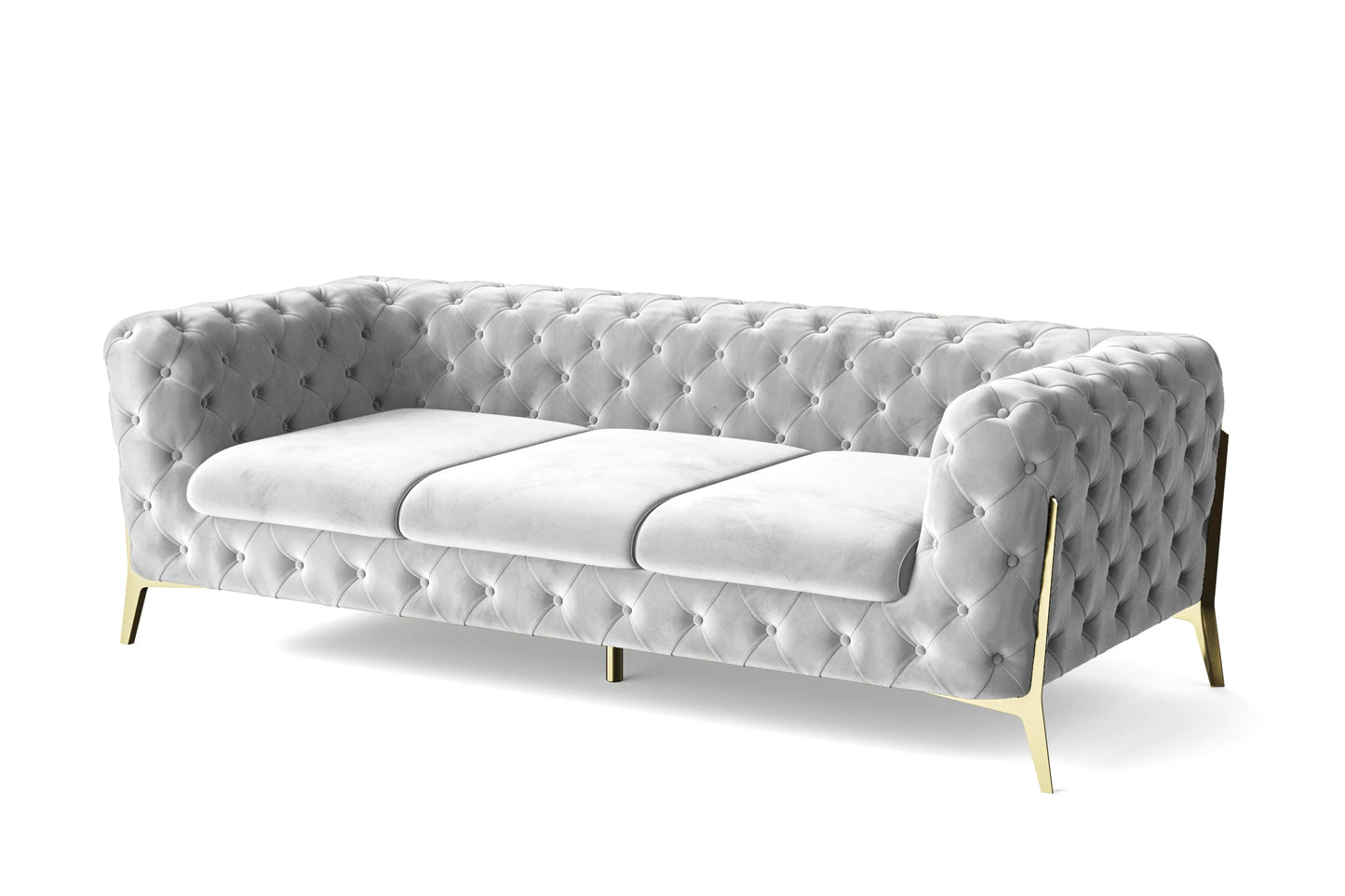 Vito 3 Seater Sofa White Velvet