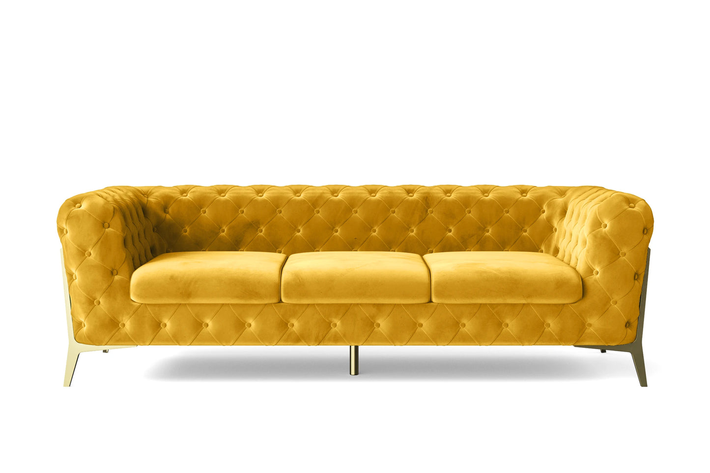 Vito 3 Seater Sofa Yellow Velvet