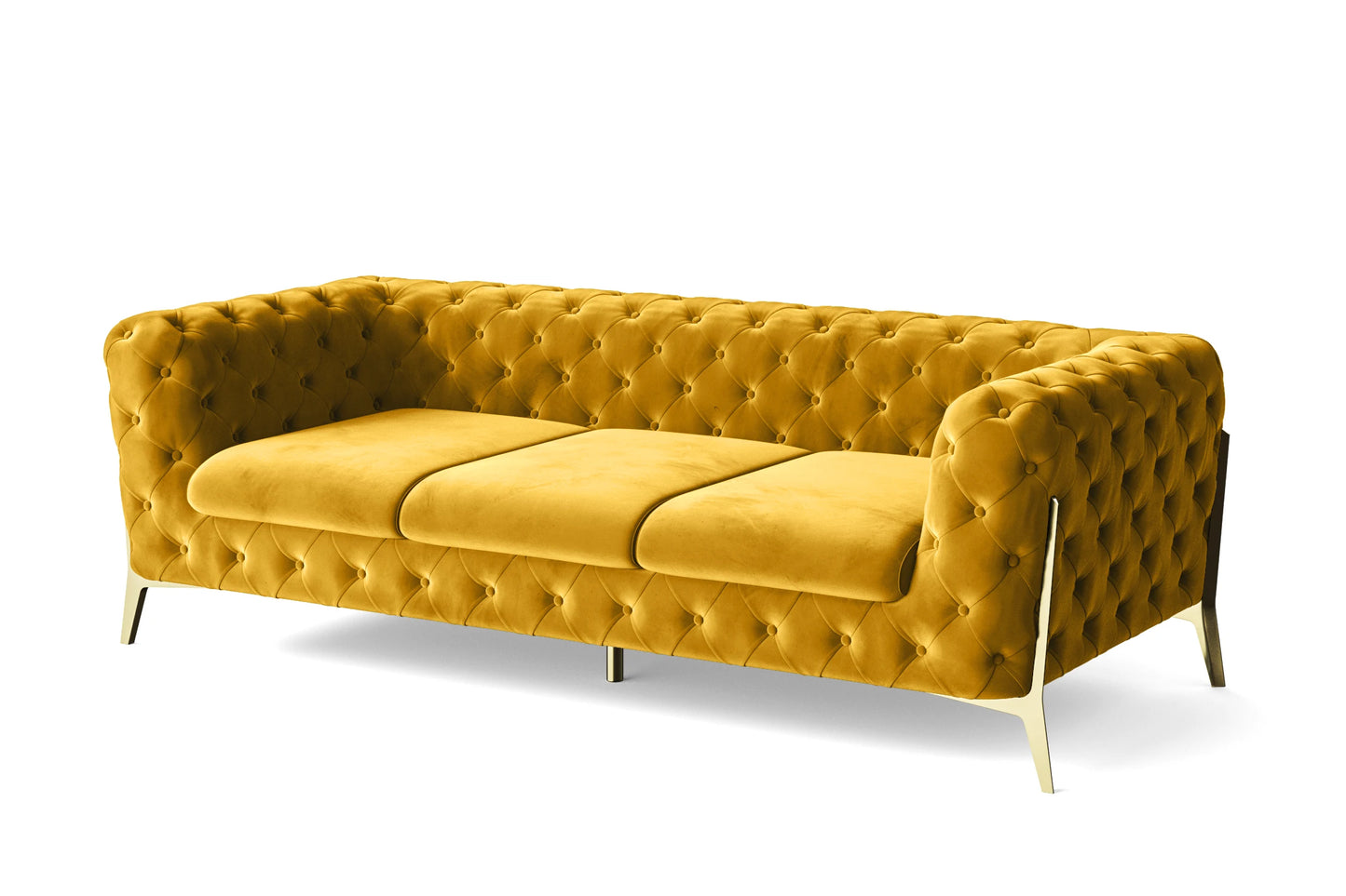 Vito 3 Seater Sofa Yellow Velvet