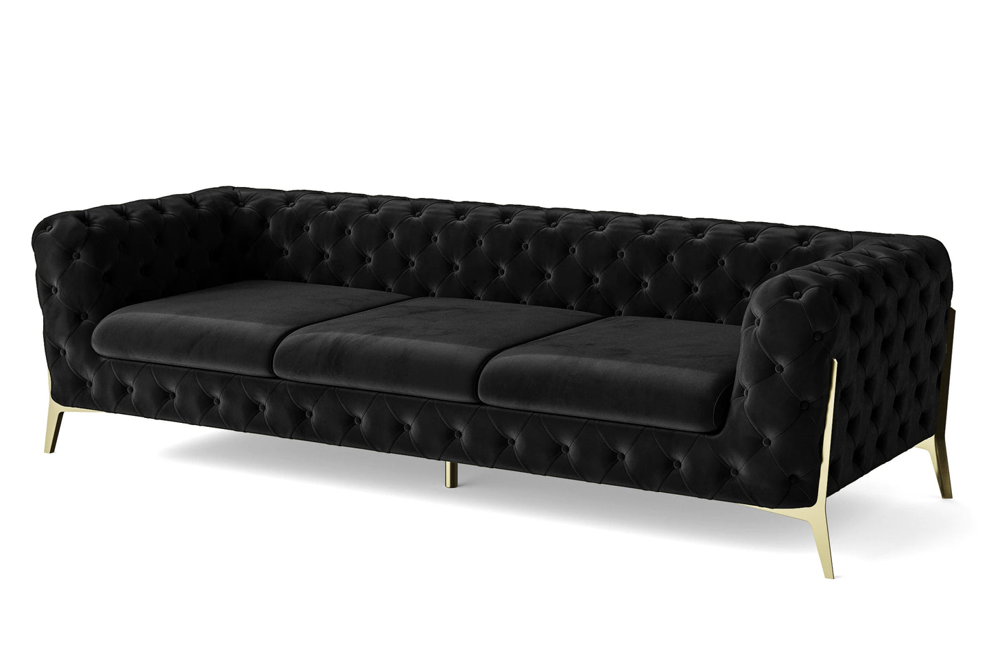 Vito 4 Seater Sofa Black Velvet