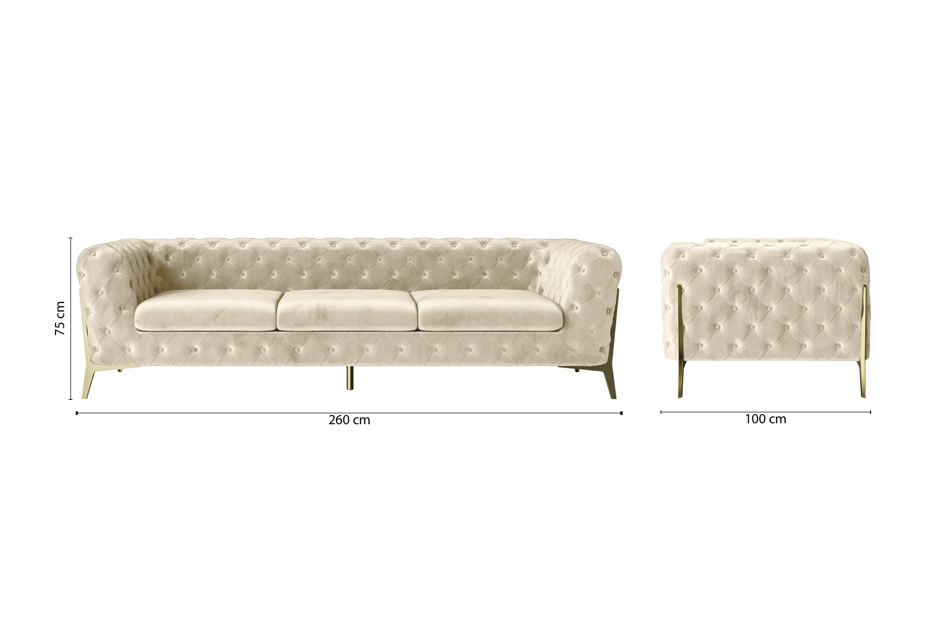 Vito 4 Seater Sofa Cream Velvet