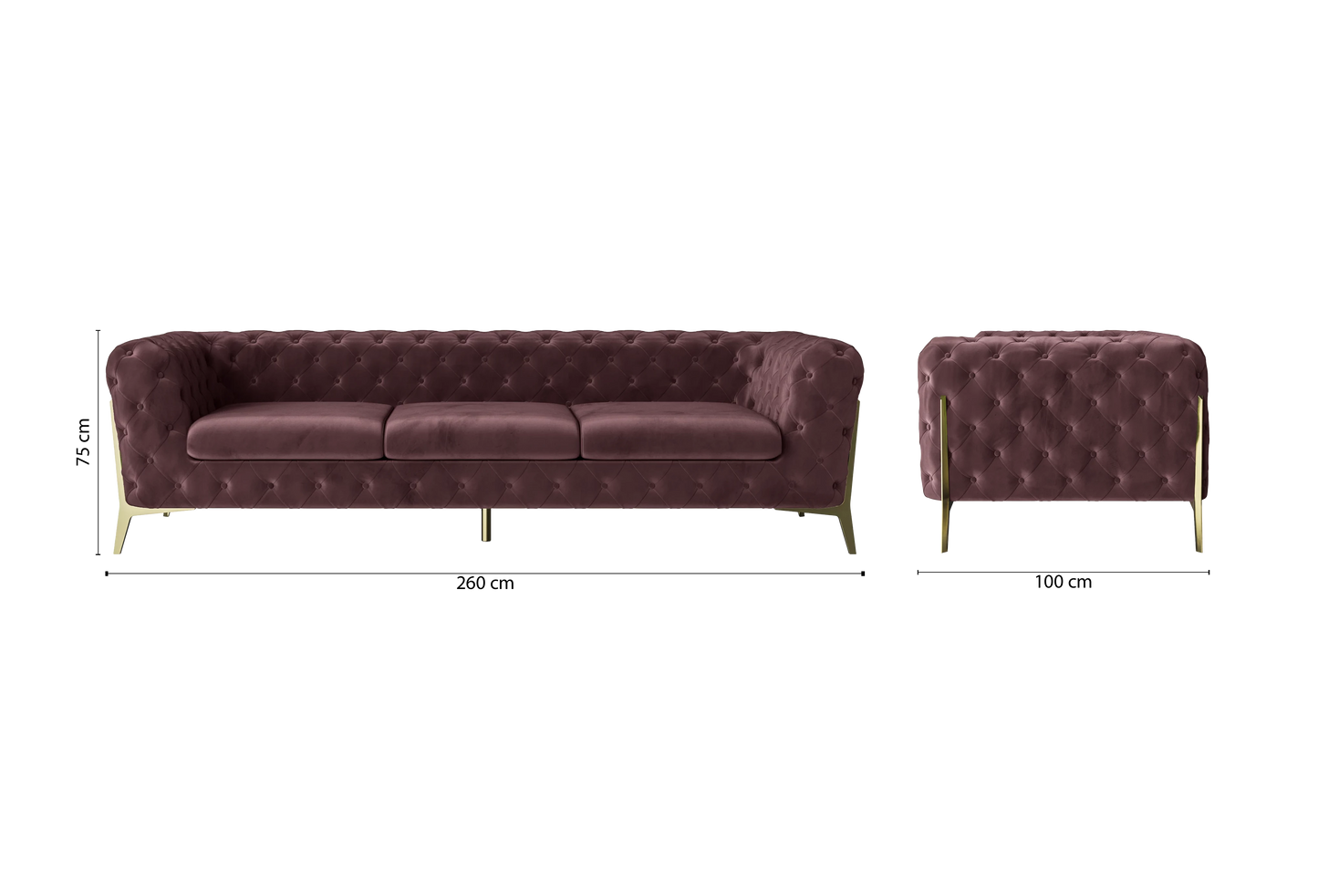 Vito 4 Seater Sofa Grape Velvet