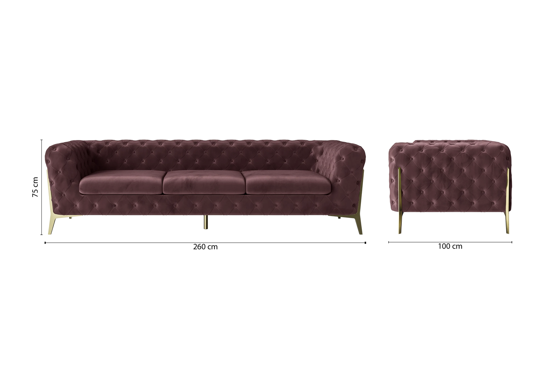 Vito 4 Seater Sofa Grape Velvet