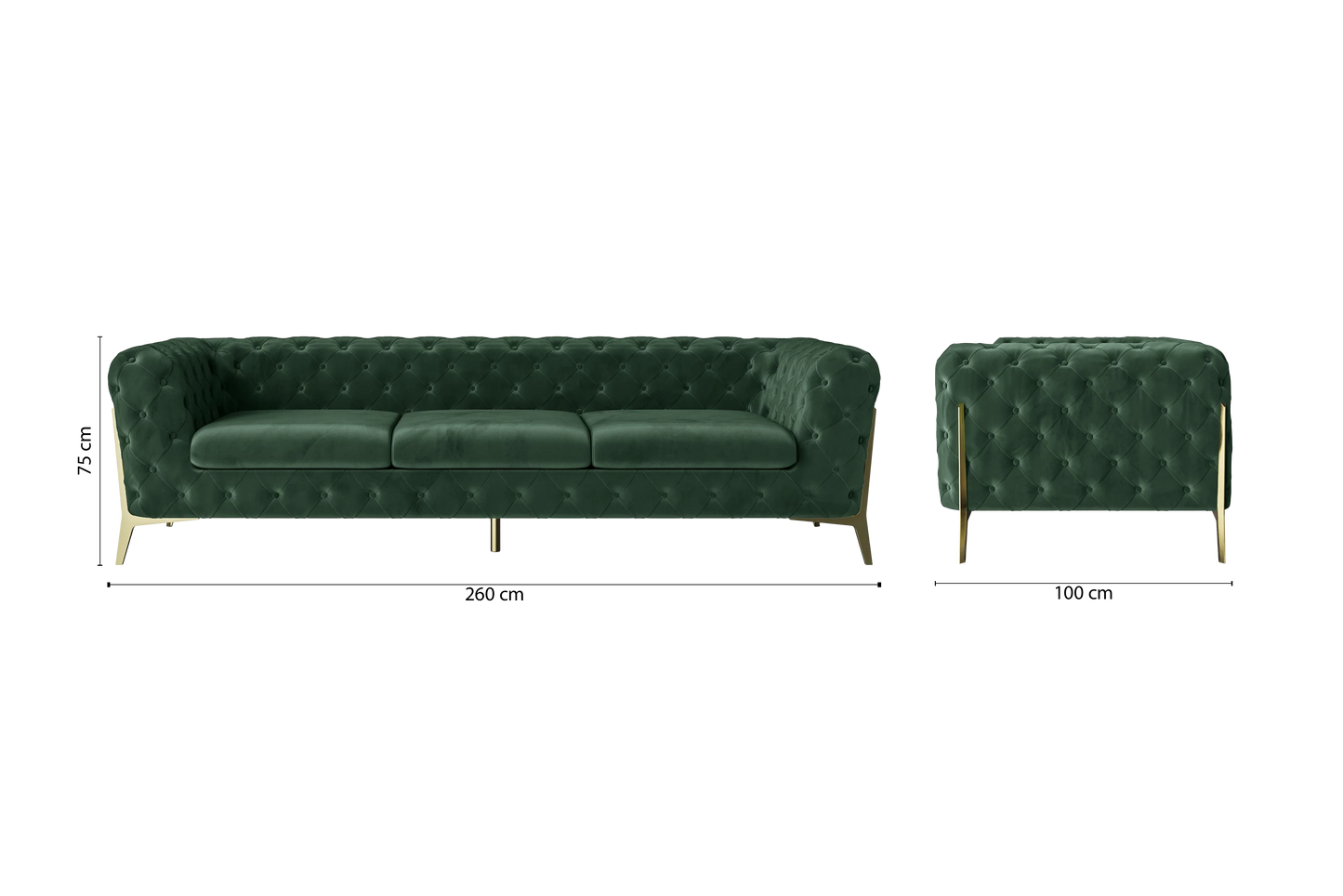 Vito 4 Seater Sofa Green Velvet