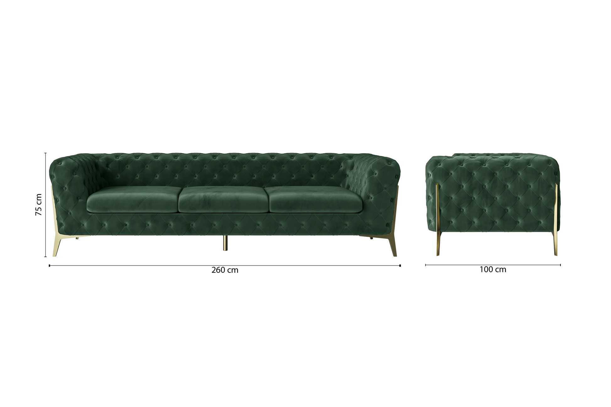 Vito 4 Seater Sofa Green Velvet