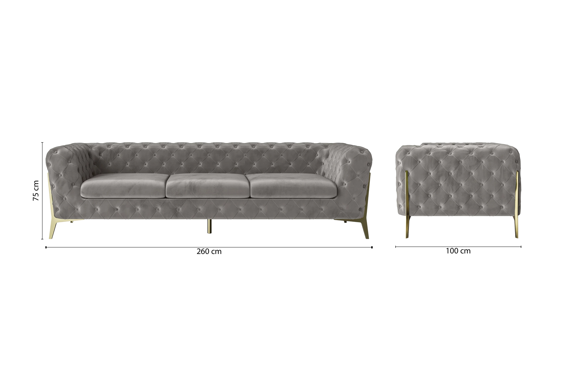 Vito 4 Seater Sofa Grey Velvet