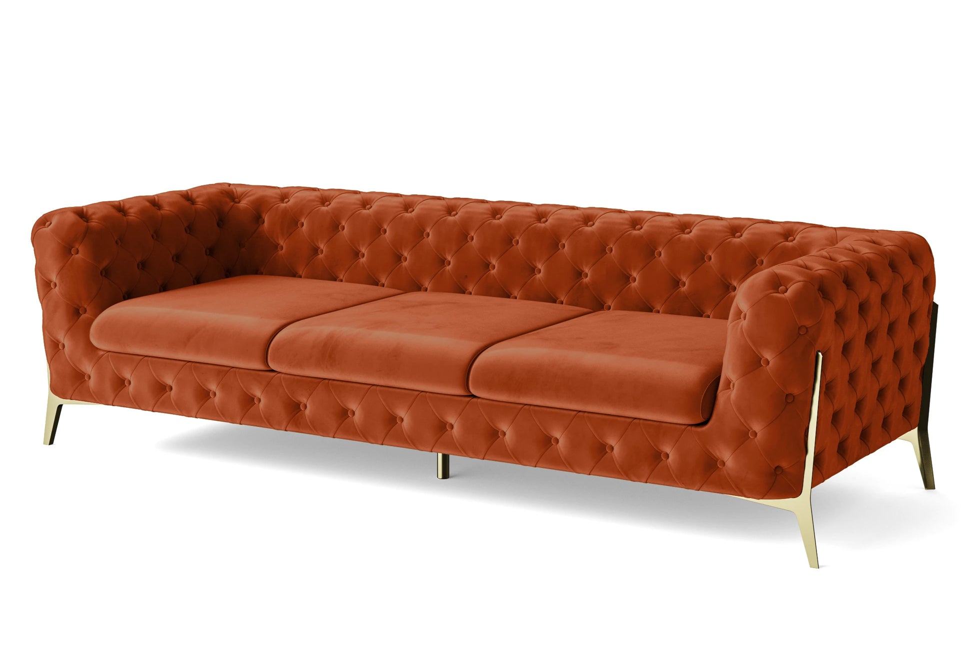 Vito 4 Seater Sofa Orange Velvet