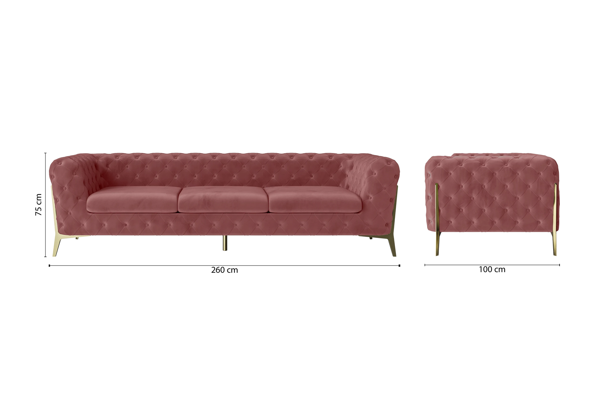 Vito 4 Seater Sofa Pink Velvet