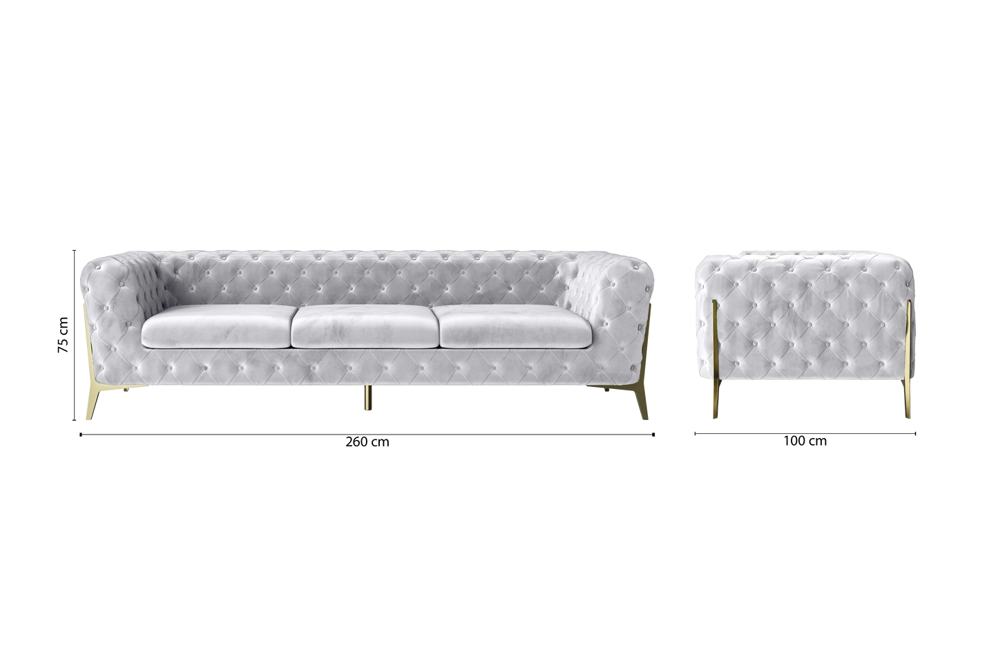 Vito 4 Seater Sofa Silver Velvet