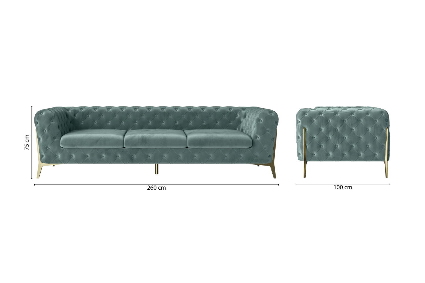 Vito 4 Seater Sofa Teal Velvet