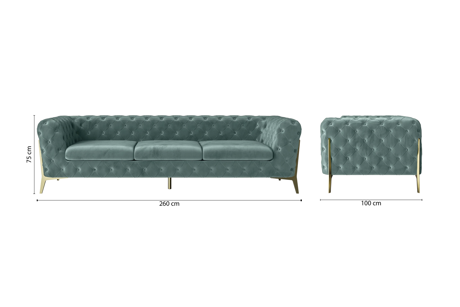 Vito 4 Seater Sofa Teal Velvet