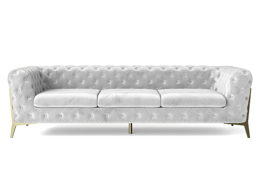 Vito 4 Seater Sofa White Velvet