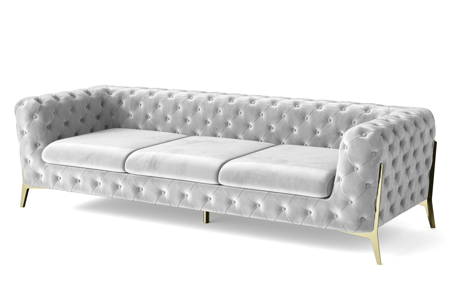 Vito 4 Seater Sofa White Velvet