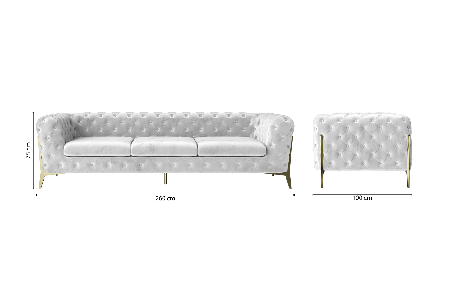 Vito 4 Seater Sofa White Velvet