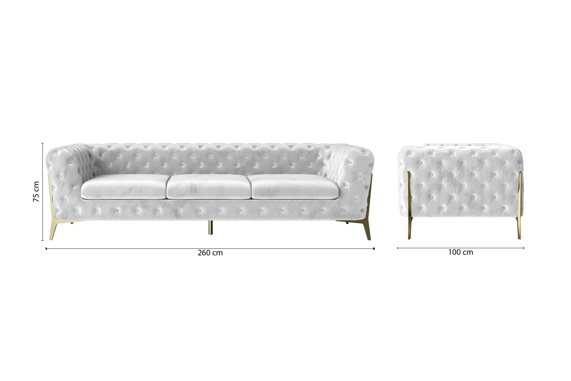 Vito 4 Seater Sofa White Velvet