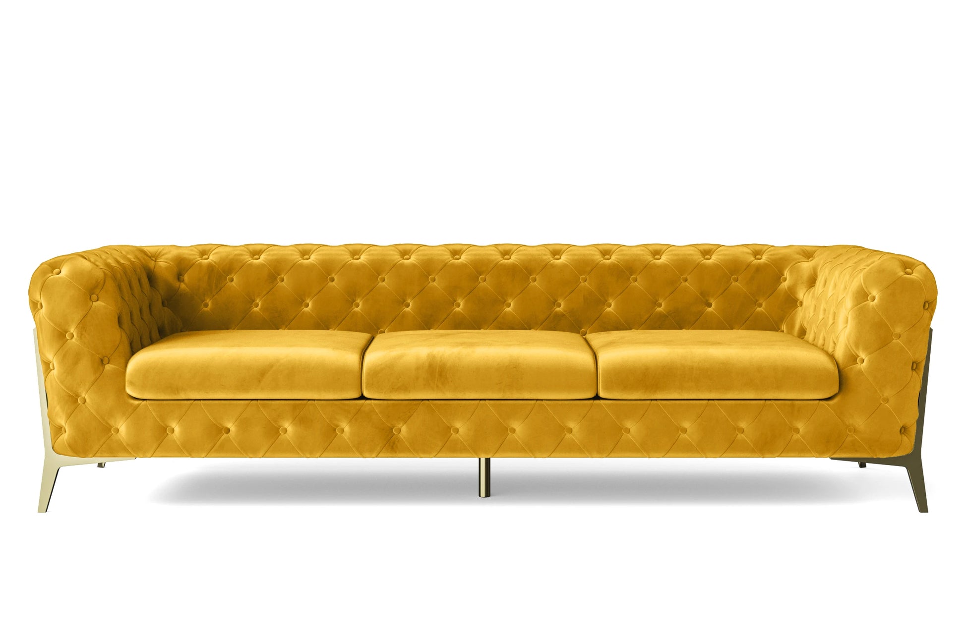 Vito 4 Seater Sofa Yellow Velvet