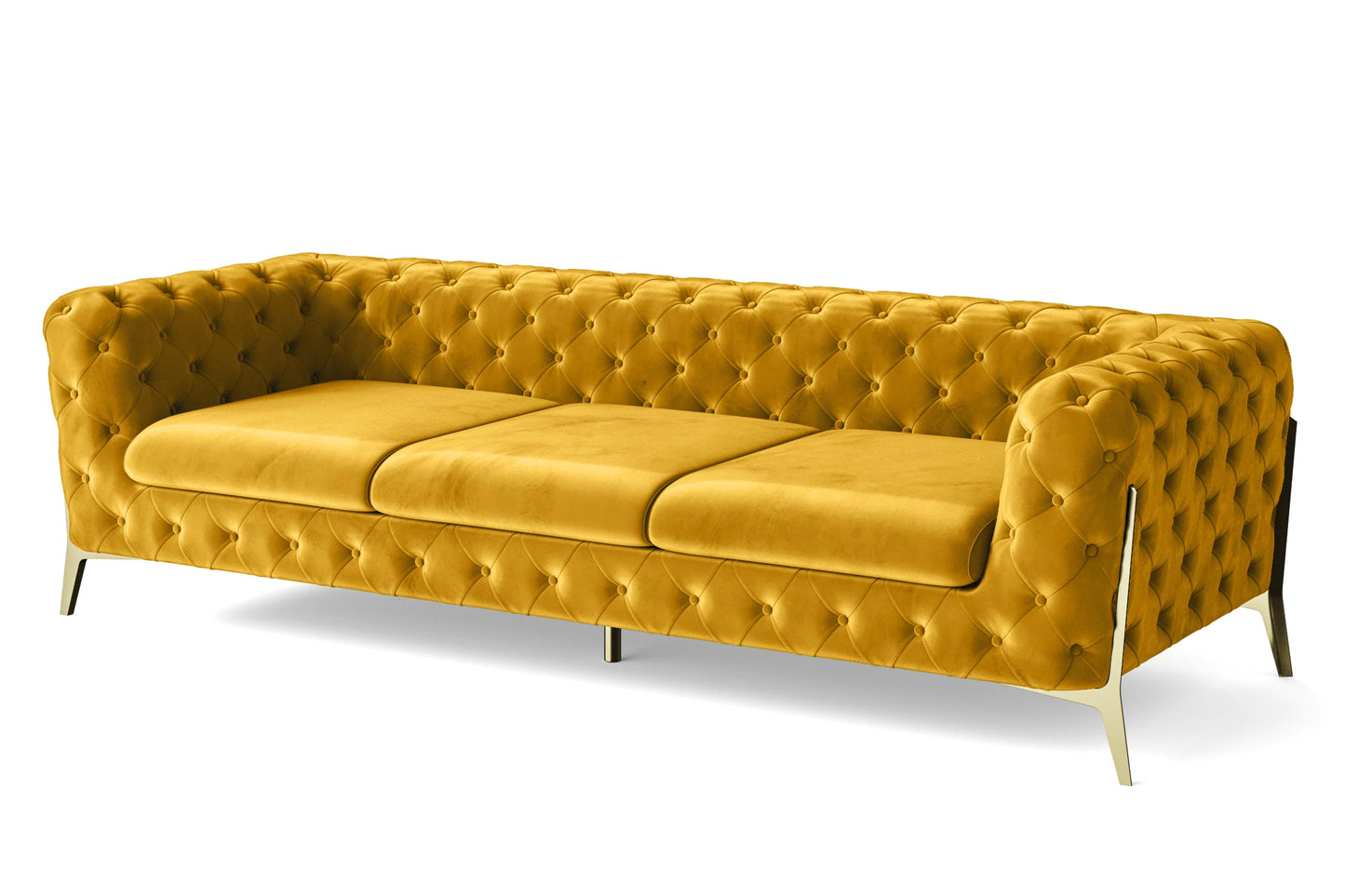 Vito 4 Seater Sofa Yellow Velvet