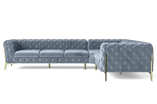 Vito 6 Seater Corner Sofa Baby Blue Velvet