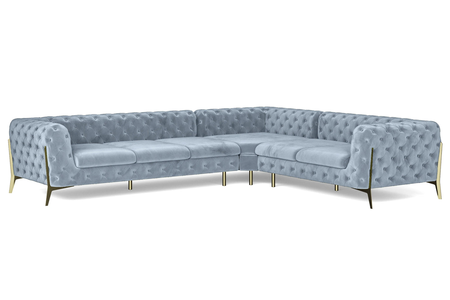 Vito 6 Seater Corner Sofa Baby Blue Velvet