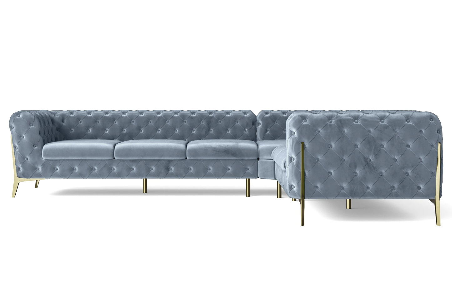 Vito 6 Seater Corner Sofa Baby Blue Velvet