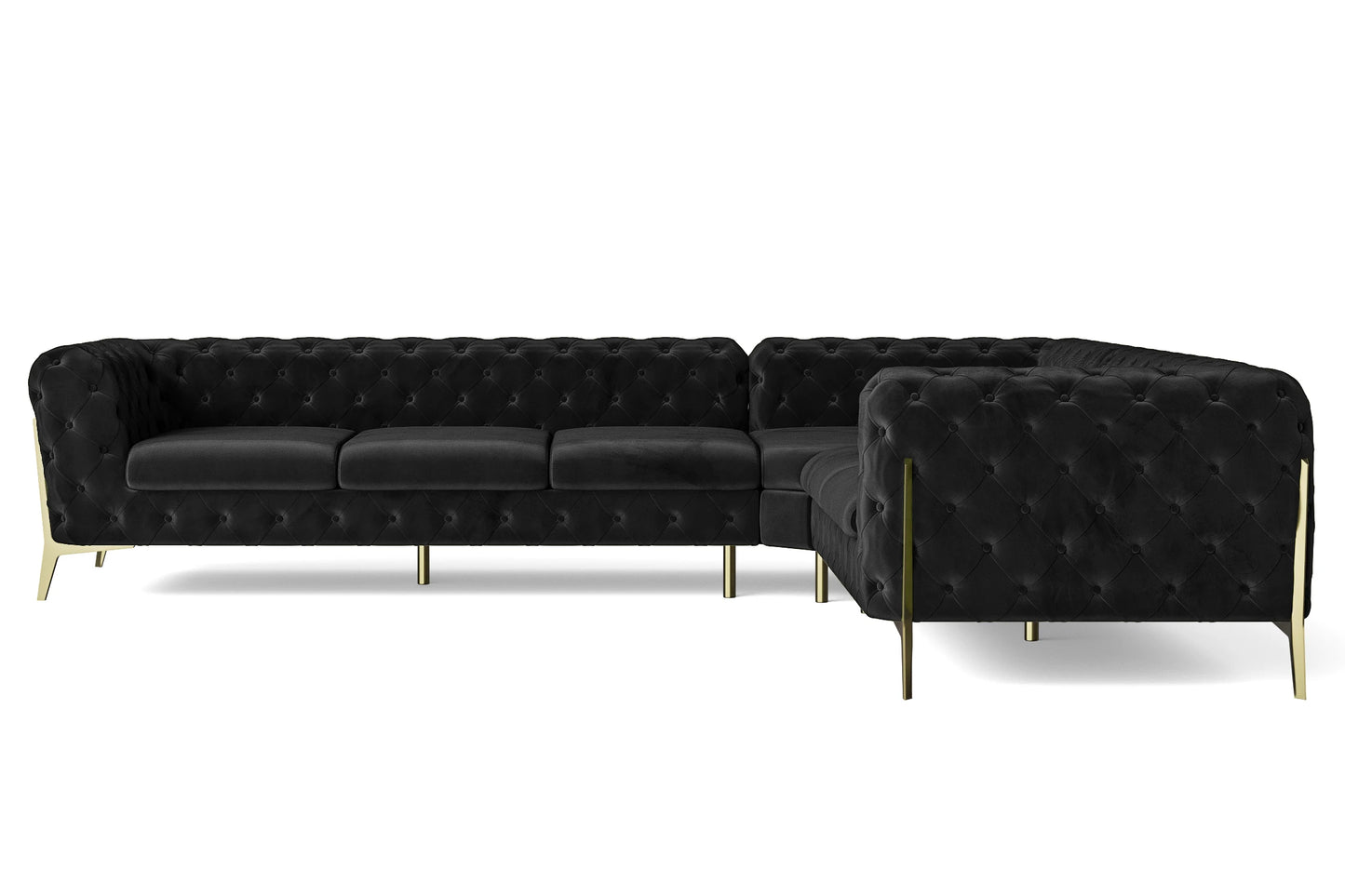 Vito 6 Seater Corner Sofa Black Velvet