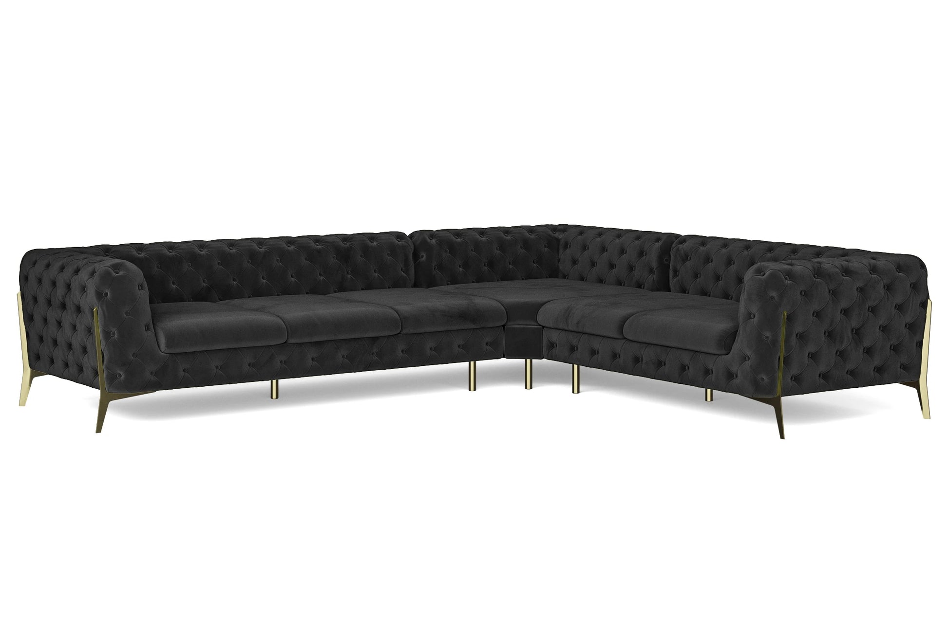 Vito 6 Seater Corner Sofa Black Velvet