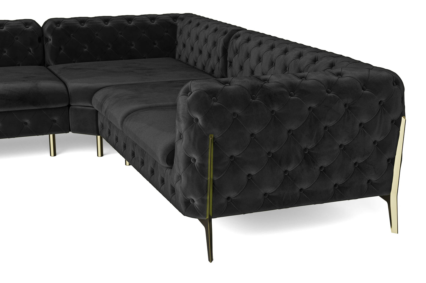 Vito 6 Seater Corner Sofa Black Velvet