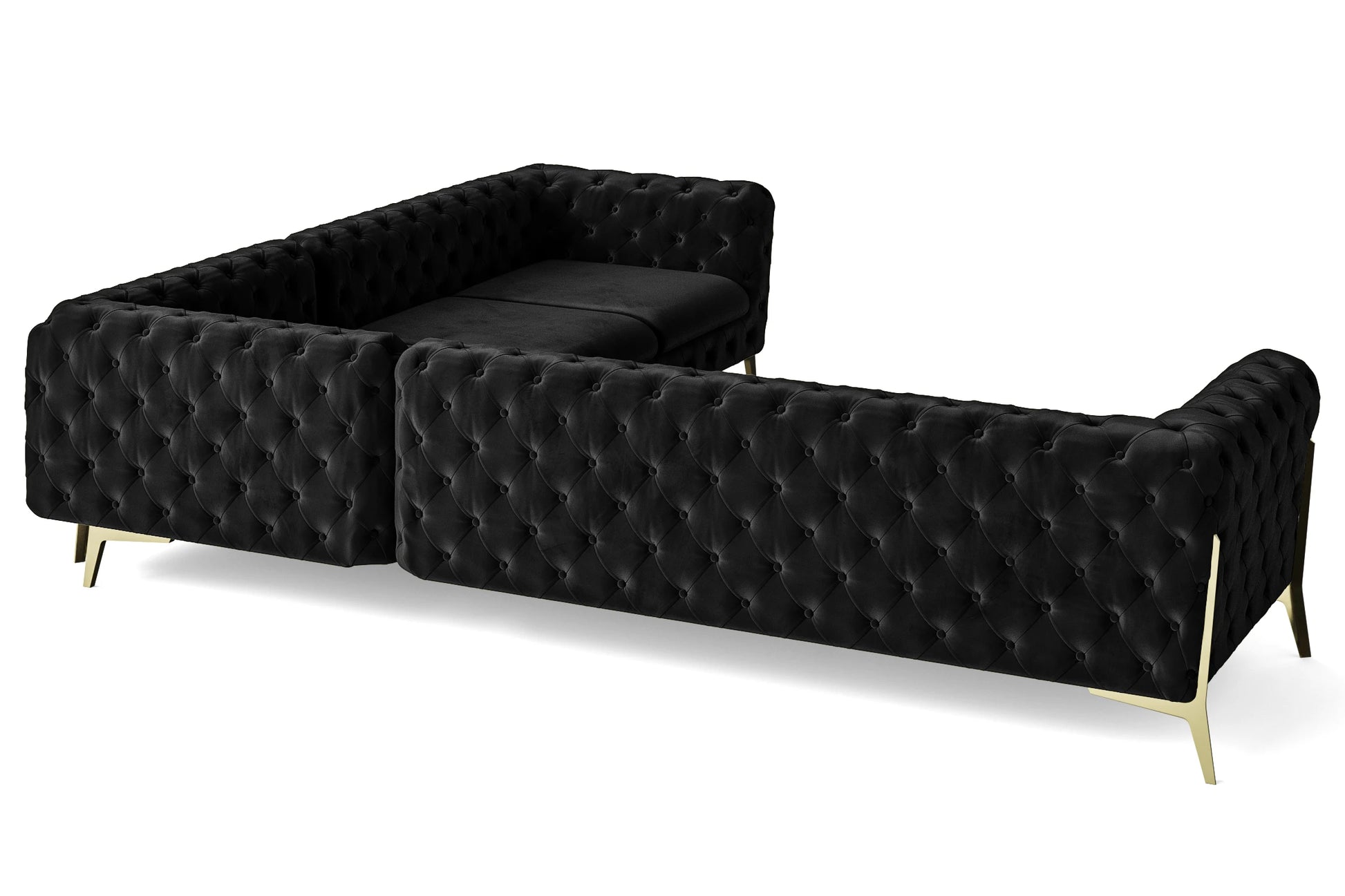 Vito 6 Seater Corner Sofa Black Velvet