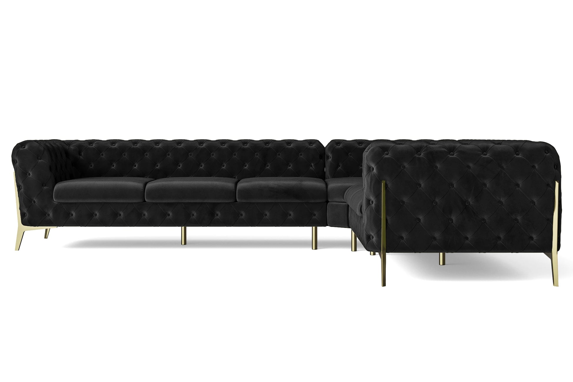 Vito 6 Seater Corner Sofa Black Velvet