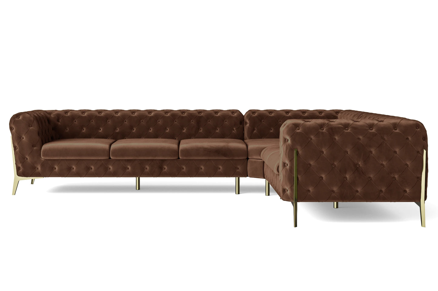 Vito 6 Seater Corner Sofa Coffee Brown Velvet