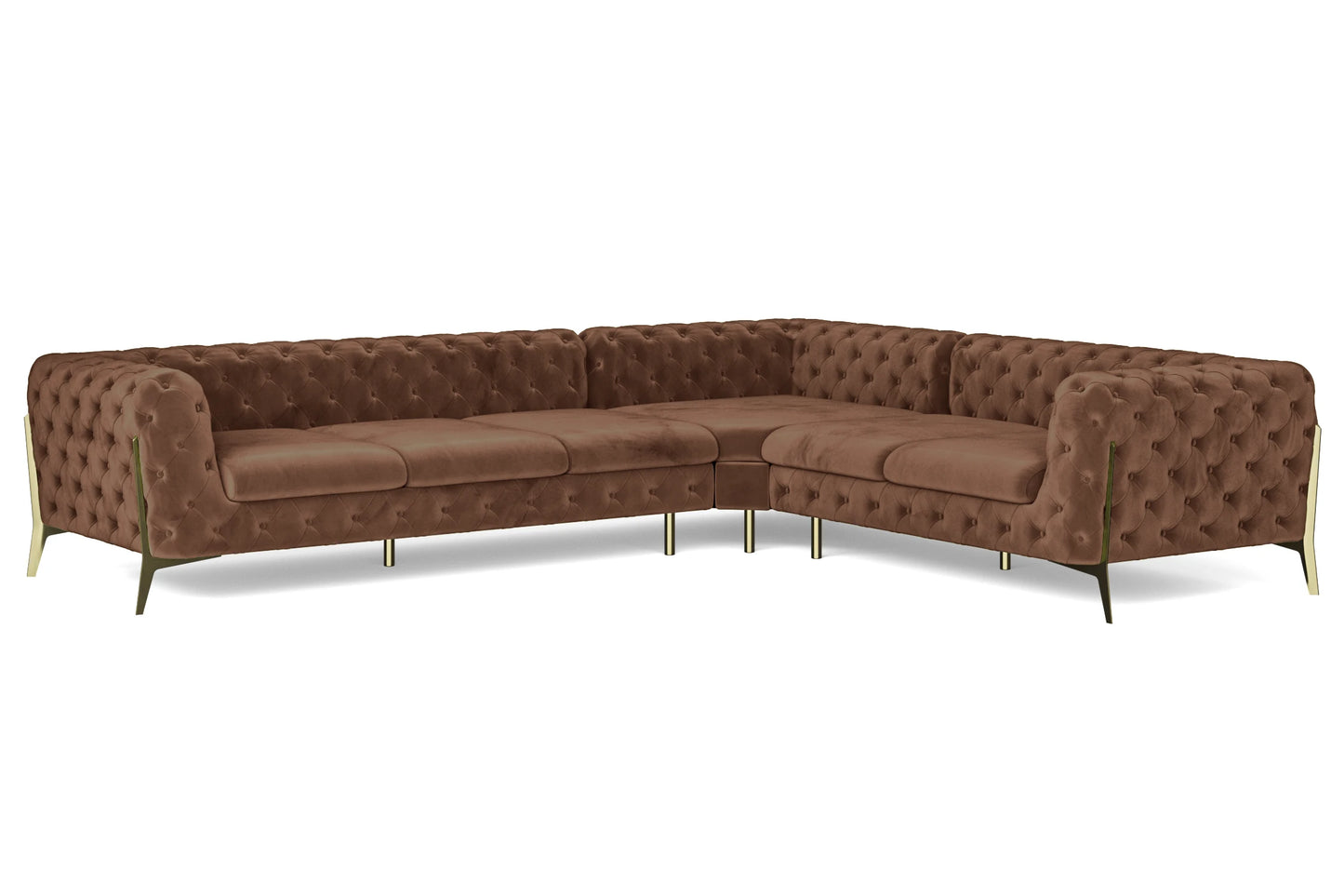 Vito 6 Seater Corner Sofa Coffee Brown Velvet