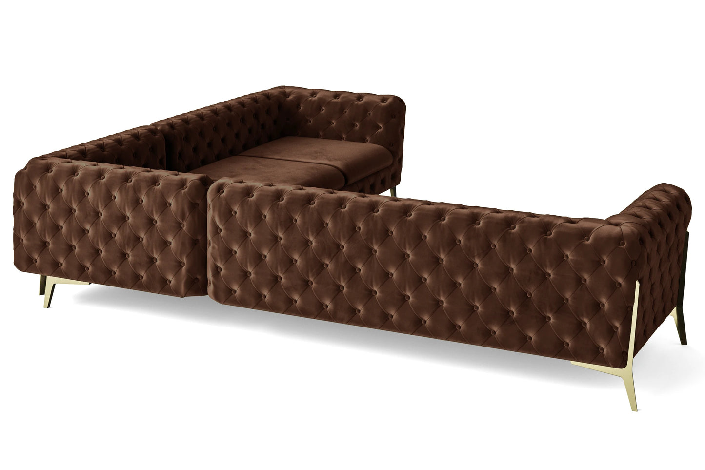 Vito 6 Seater Corner Sofa Coffee Brown Velvet