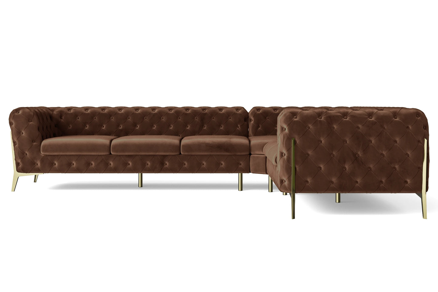 Vito 6 Seater Corner Sofa Coffee Brown Velvet