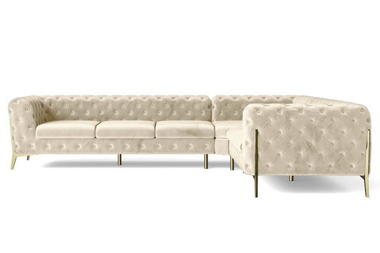 Vito 6 Seater Corner Sofa Cream Velvet