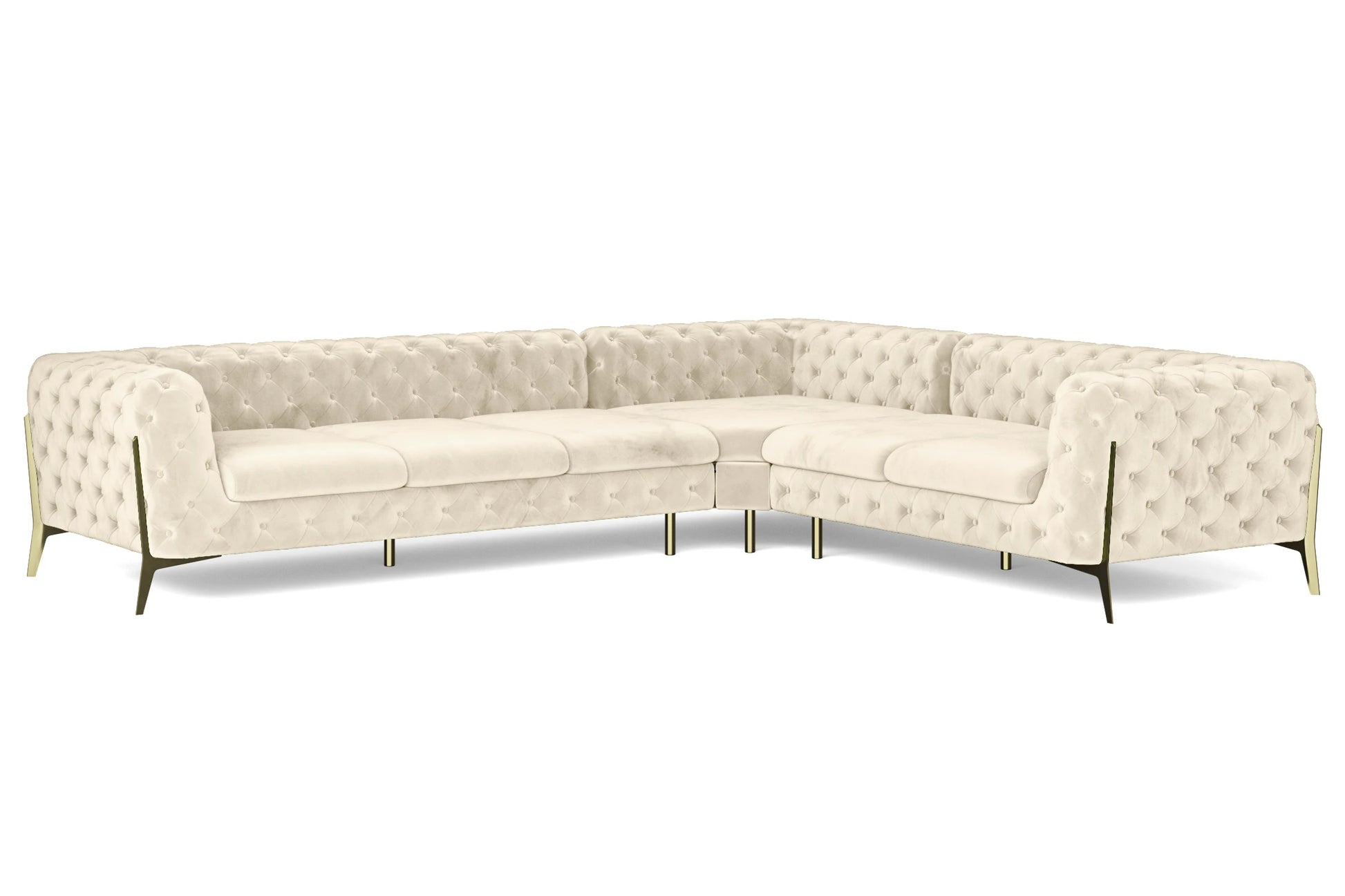 Vito 6 Seater Corner Sofa Cream Velvet