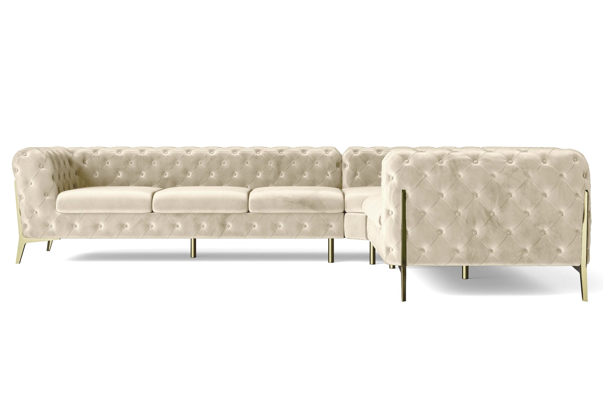 Vito 6 Seater Corner Sofa Cream Velvet