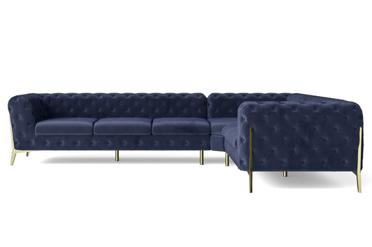 Vito 6 Seater Corner Sofa Dark Blue Velvet