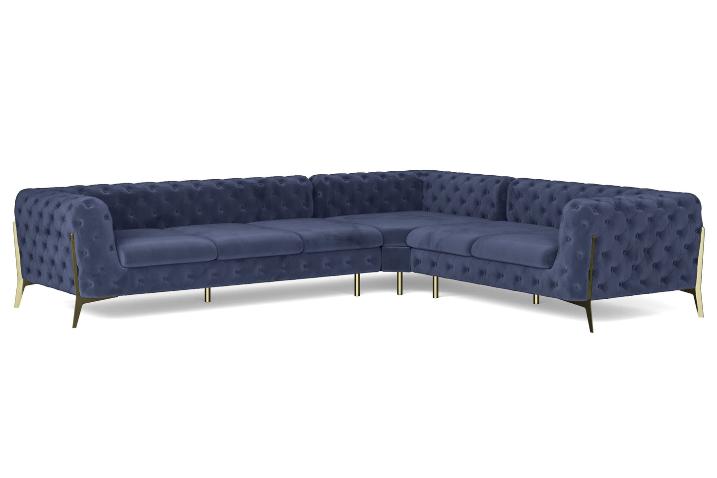 Vito 6 Seater Corner Sofa Dark Blue Velvet