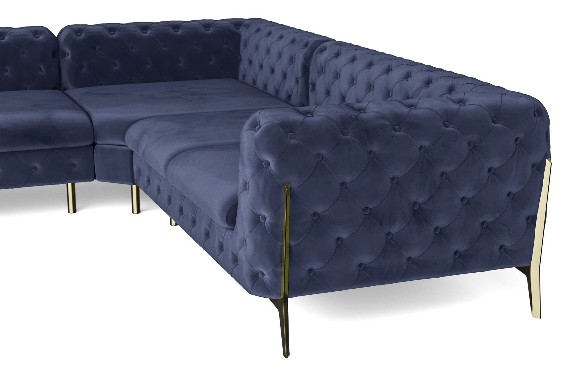 Vito 6 Seater Corner Sofa Dark Blue Velvet