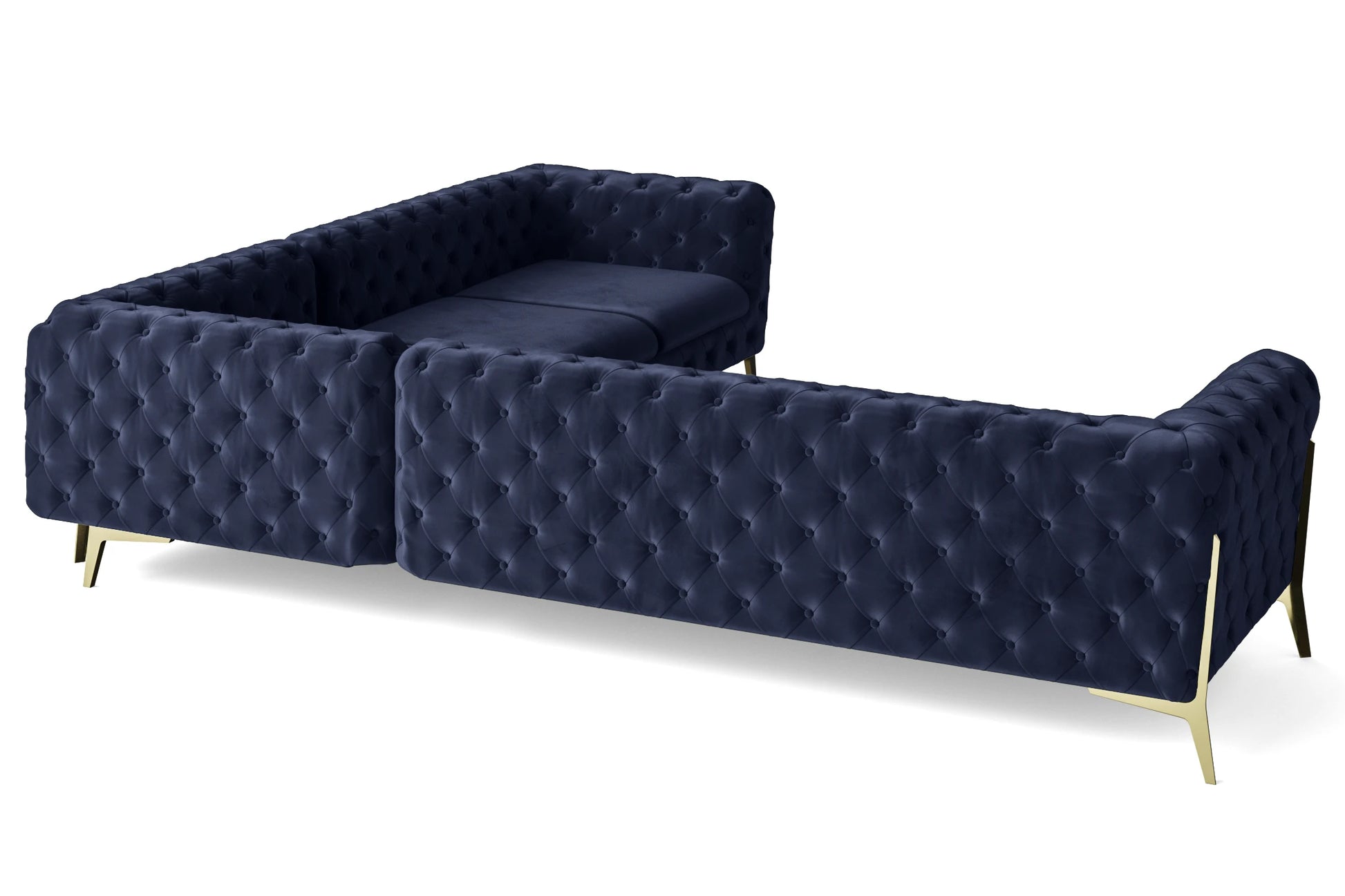 Vito 6 Seater Corner Sofa Dark Blue Velvet