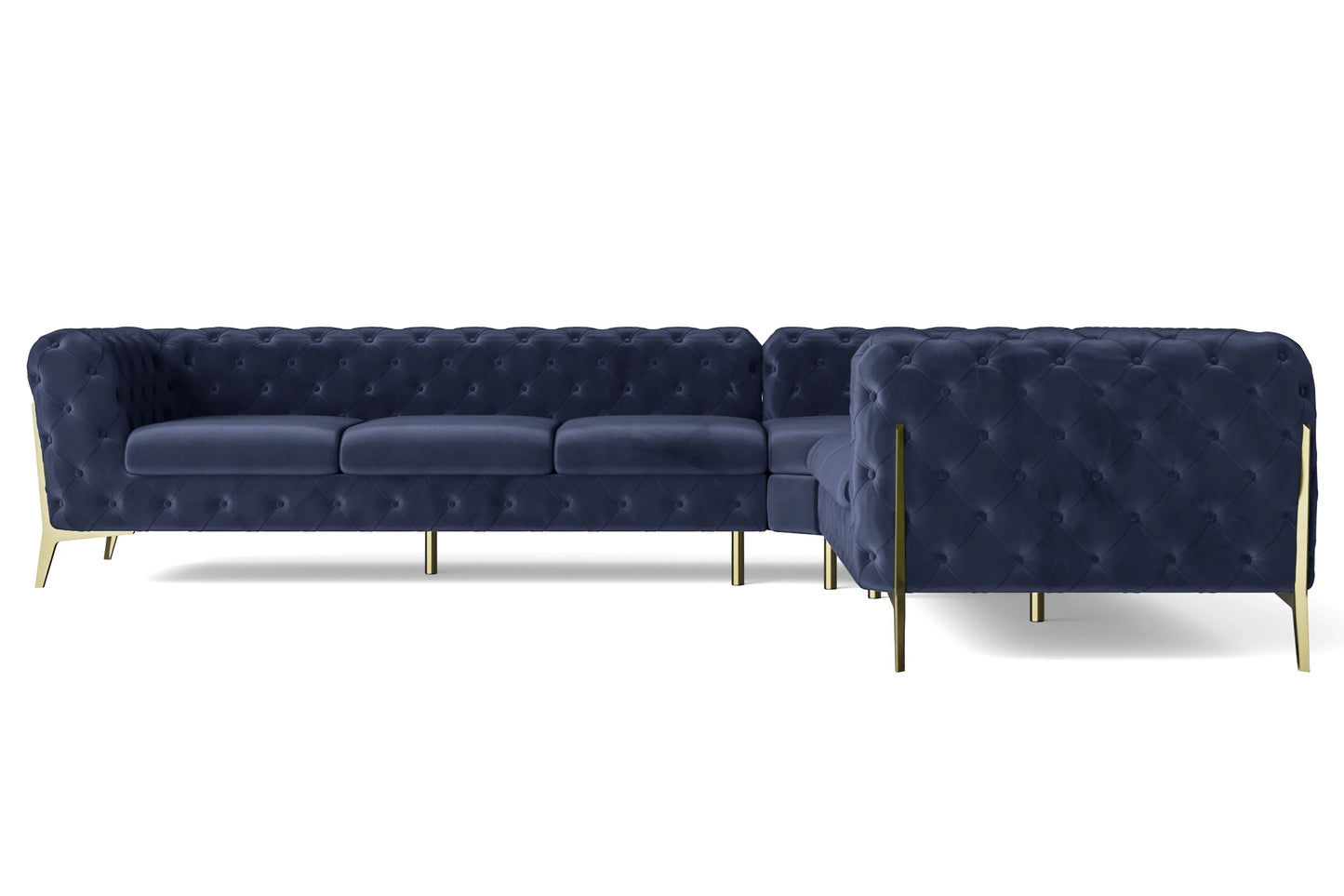 Vito 6 Seater Corner Sofa Dark Blue Velvet