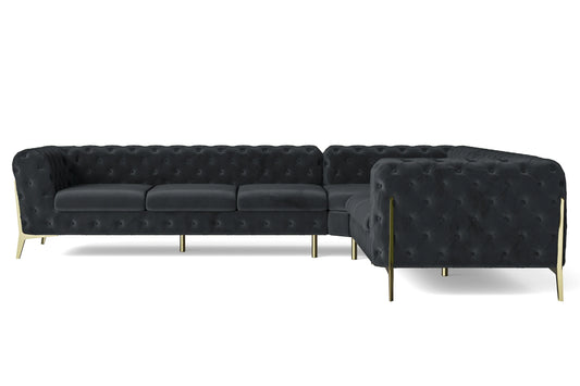 Vito 6 Seater Corner Sofa Dark Grey Velvet